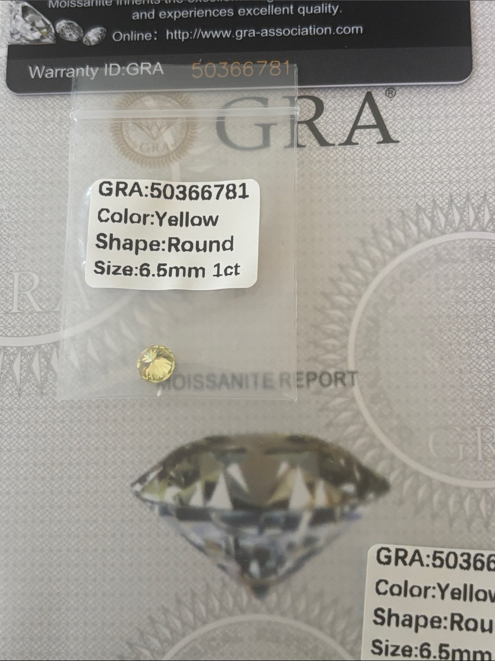 Yellow Moissanite Stone 1 ct